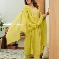 BEAUTIFUL EMBROIDERED MUL COTTON SUIT - 44