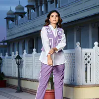TRENDY JACKET CO-ORD SET - LAVENDER - 38