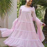 SUMMER SPECIAL ANARKALI GOWN SUIT - BABY PINK - 38