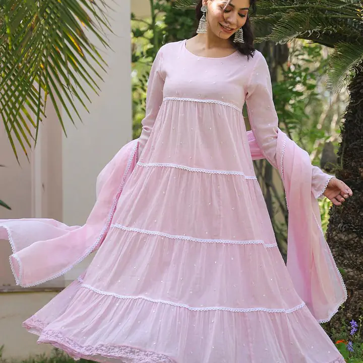 SUMMER SPECIAL ANARKALI GOWN SUIT - BABY PINK - 38