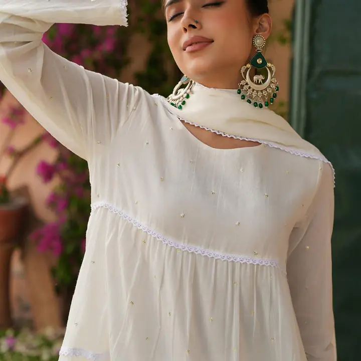 SUMMER SPECIAL ANARKALI GOWN SUIT - WHITE - 40