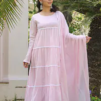 SUMMER SPECIAL ANARKALI GOWN SUIT - WHITE - 42