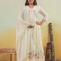 BEAUTIFUL EMBROIDERED MUL ANARKALI SUIT SET - pink-1 - 42