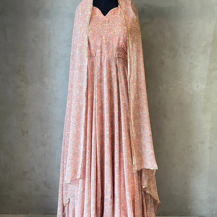 LONG FLORAL ANARKALI SUIT - 38