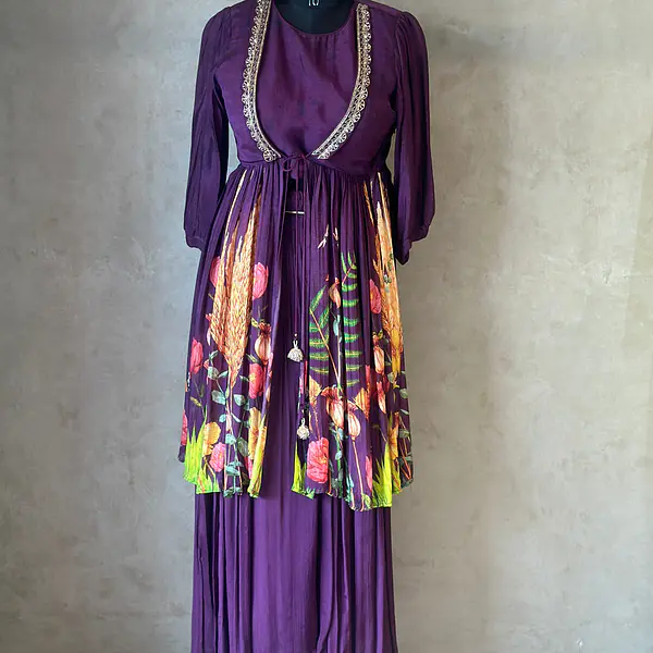 FLORAL HANDWORK PLAZO SET - 38