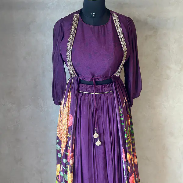 FLORAL HANDWORK PLAZO SET - 40