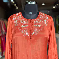 A LINE HANDWORK SUIT SET - Rusty Orange - 42