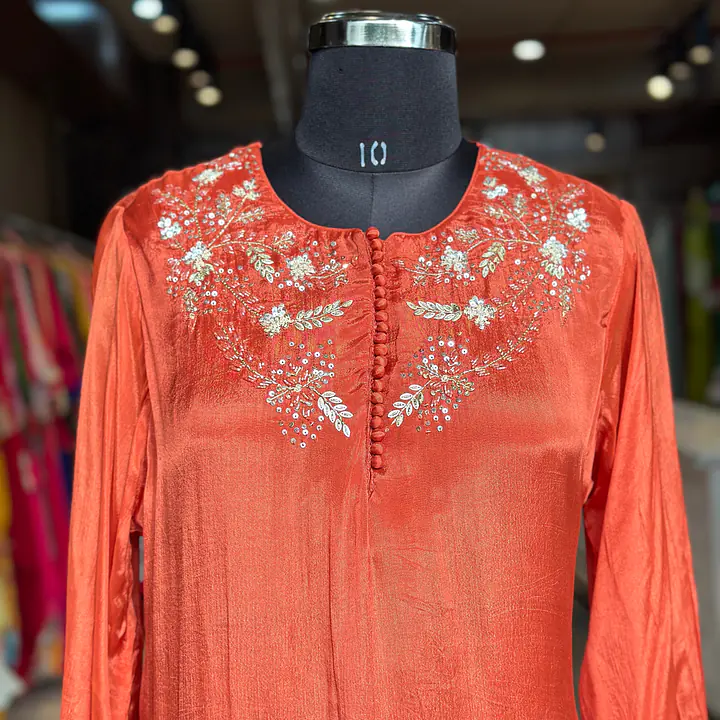 A LINE HANDWORK SUIT SET - Rusty Orange - 42