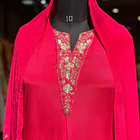 PURE CHINON HANDWORK SUIT - 42 - Pink