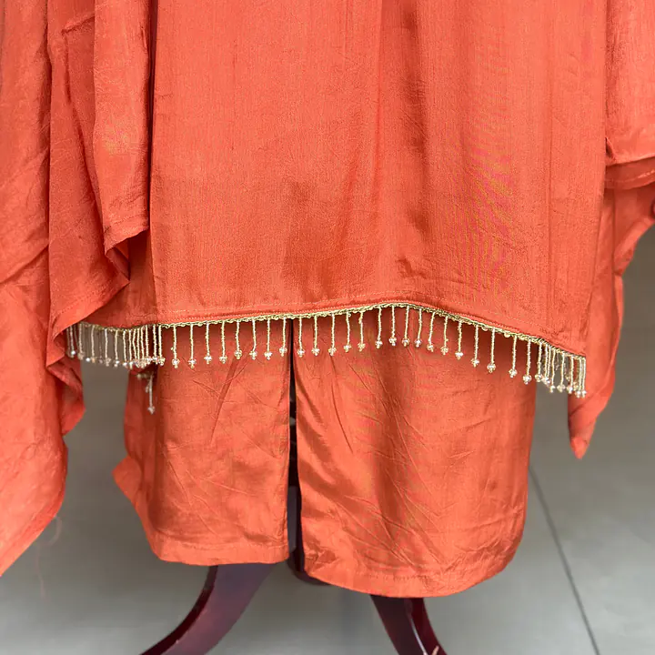 PURE CHINON HANDWORK SUIT - 40 - Rusty orange