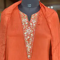 PURE CHINON HANDWORK SUIT - 42 - Rusty orange
