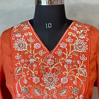 PURE CHINON HANDWORK SUIT - Rust orange - 42