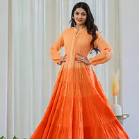 OMBRE MULMUL FLAIRED GOWN - Pink - 40