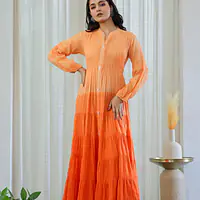 OMBRE MULMUL FLAIRED GOWN - Pink - 42
