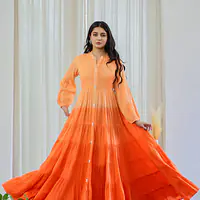 OMBRE MULMUL FLAIRED GOWN - Pink - 44