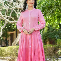 OMBRE MULMUL FLAIRED GOWN - Orange - 40