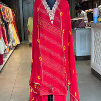 ZARDOSI HANDWORK BHANDEJ SUIT SET - Red - 38