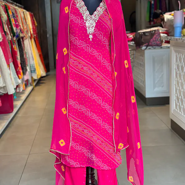 ZARDOSI HANDWORK BHANDEJ SUIT SET - Rani - 38