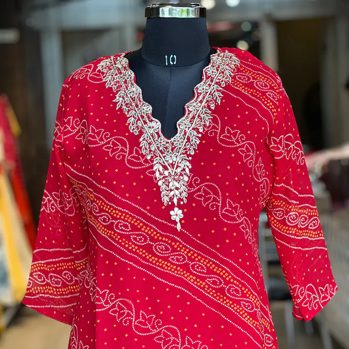 ZARDOSI HANDWORK BHANDEJ SUIT SET - Red - 42