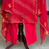 ZARDOSI HANDWORK BHANDEJ SUIT SET - Red - 46