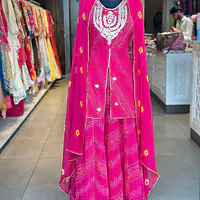 BHANDEJ SPECIAL HANDWORK SKIRT SET - Red - 38