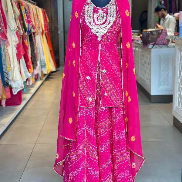 BHANDEJ SPECIAL HANDWORK SKIRT SET - Red - 38