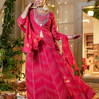 BHANDEJ SPECIAL HANDWORK SKIRT SET - Red - 42