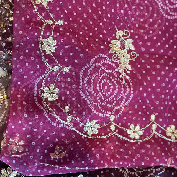 OMBRÉ BHANDEJ HANDWORK SAREE - Blue