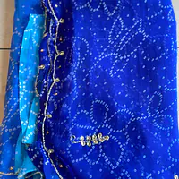OMBRÉ BHANDEJ HANDWORK SAREE - Blue 2