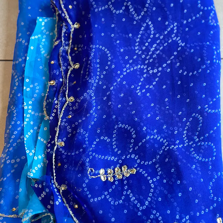 OMBRÉ BHANDEJ HANDWORK SAREE - Blue 2