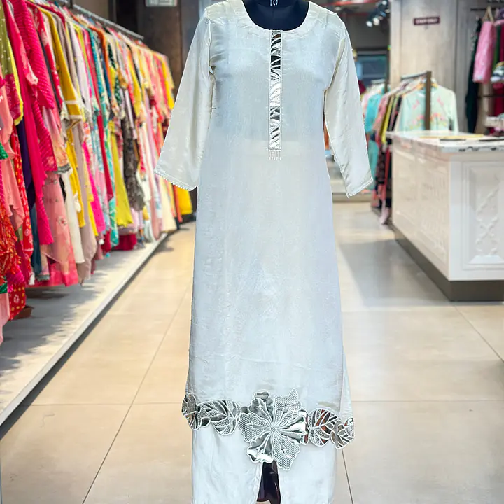 BEAUTIFUL PURE ZAR TISSUE SUIT SET - Off White - 40