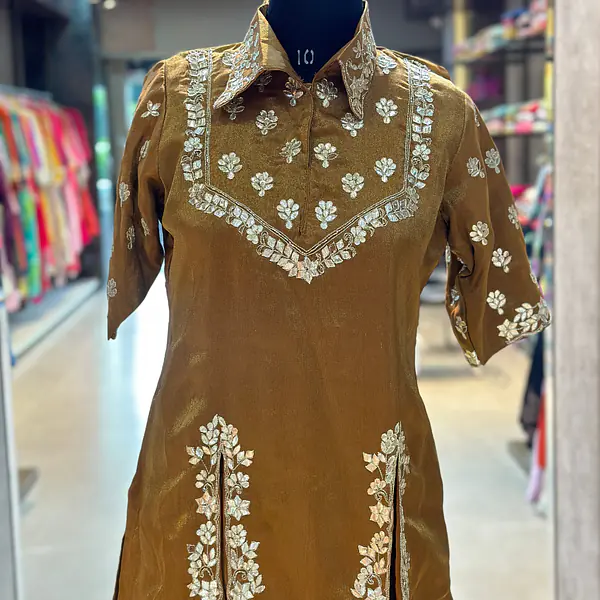 PURE ZARI HANDWORK CO-ORD SET - Ice Blue - 38