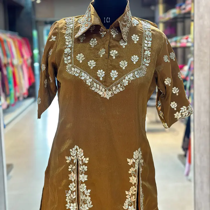PURE ZARI HANDWORK CO-ORD SET - Ice Blue - 38