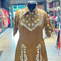 PURE ZARI HANDWORK CO-ORD SET - Brown - 40