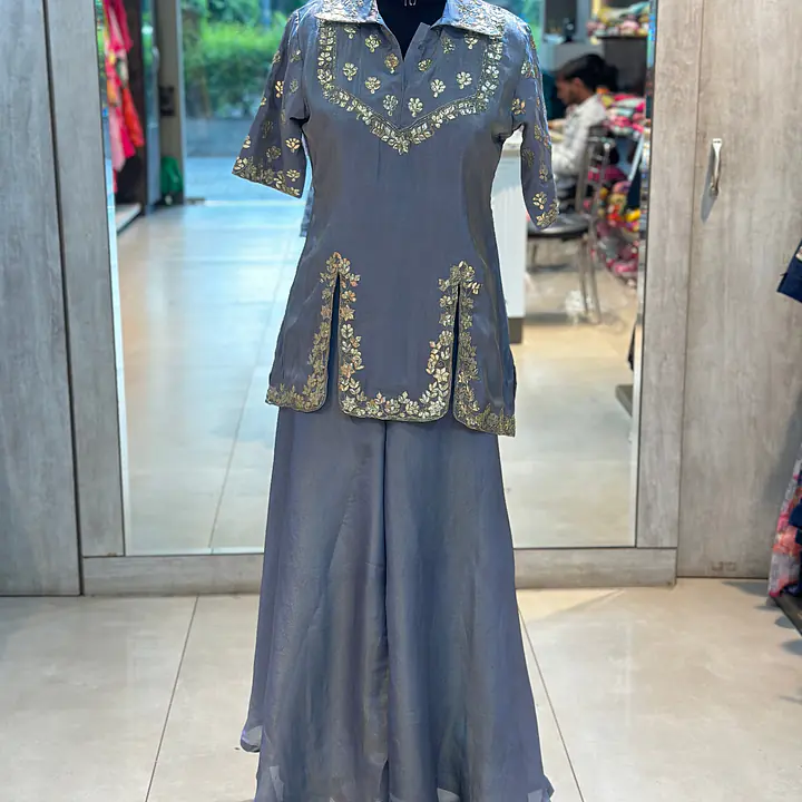 PURE ZARI HANDWORK CO-ORD SET - Brown - 44