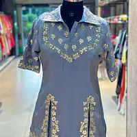 PURE ZARI HANDWORK CO-ORD SET - Ice Blue - 40