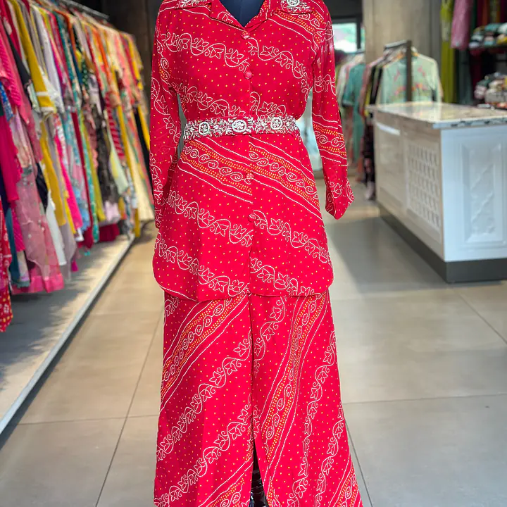 BHANDEJ HANDWORK CO-ORD SET - Red - 42
