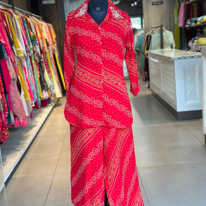 BHANDEJ HANDWORK CO-ORD SET - Red - 44