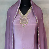 PURE ZARI TISSUE HANDWORK SUIT SET - BABY PINK - 40