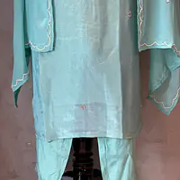PURE ZARI TISSUE HANDWORK SUIT SET - BABY PINK - 48