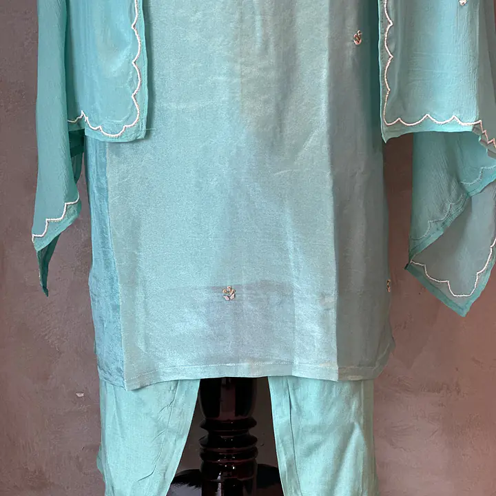 PURE ZARI TISSUE HANDWORK SUIT SET - BABY PINK - 48