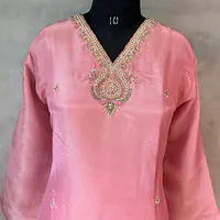 PURE ZARI TISSUE HANDWORK SUIT SET - LIGHT SKY BLUE - 42
