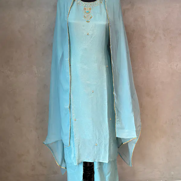 PURE ZARI TISSUE HANDWORK SUIT SET - 38