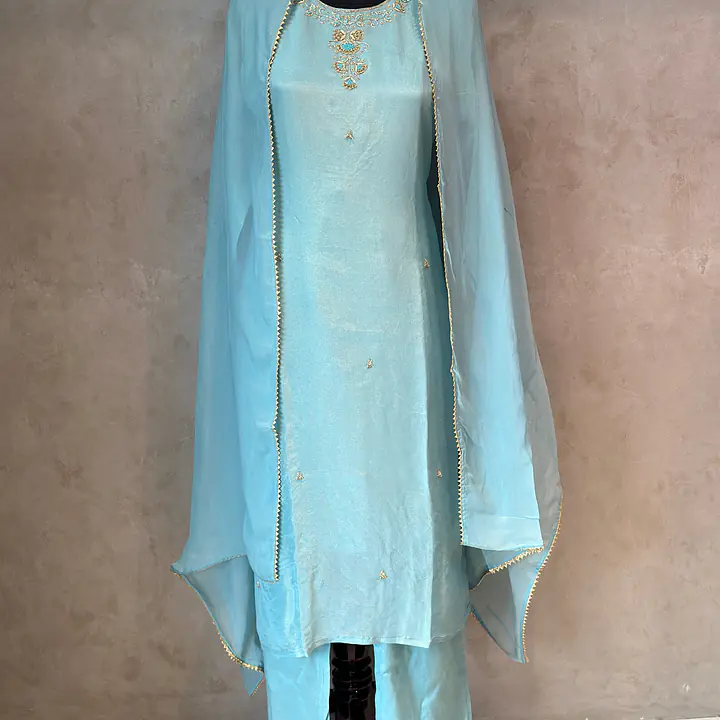 PURE ZARI TISSUE HANDWORK SUIT SET - 38