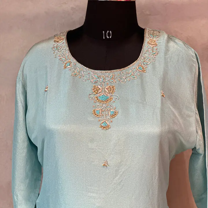PURE ZARI TISSUE HANDWORK SUIT SET - 44
