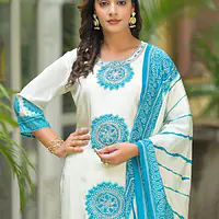 PURE CREP HANDWORK THREE PIECE SUIT