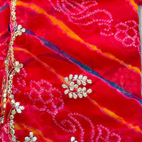 LAHARIYA HANDWORK CHIFFON SAREE - Yellow