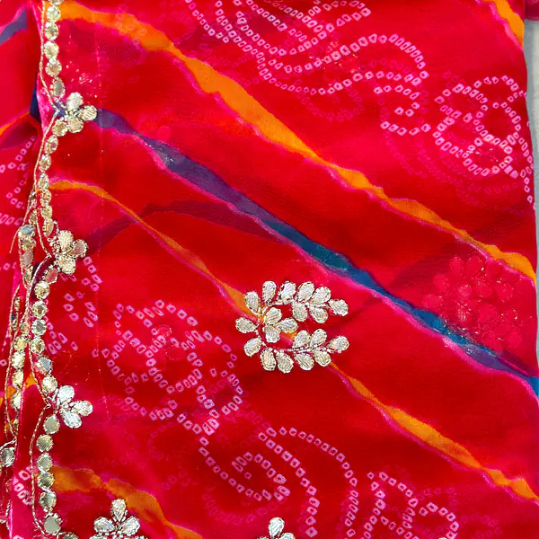 LAHARIYA HANDWORK CHIFFON SAREE - Yellow