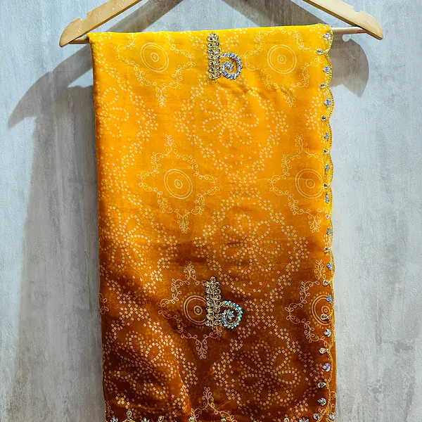 OMBRE HANDWORK BHANDEJ SAREE - Purple