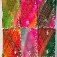 BHANDEJ PACHRANGI GOTTA PATTI HANDWORK SAREE - LIGHT GREEN 1